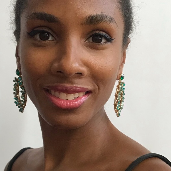 Flower Gold-Tone Drop Earrings - Picture 10 of 17